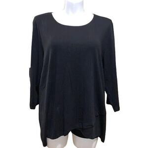 Karen Scott Womens Sweater Top Shirt Lightweight Pullover Tulip Hem Black 3X